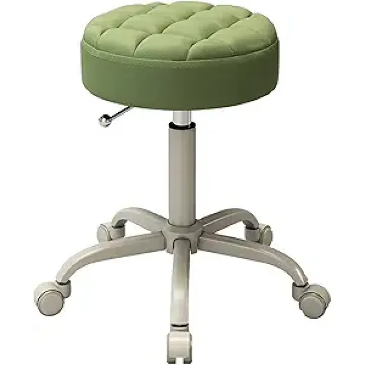 Home Office Desk Chair, Dining Chairs Swivel Lift Round Stool, Pu Leather Round Rolling Stool with Silent Wheels Height Adjustable Swivel Drafting Work Spa Beauty Salon Stool Chair