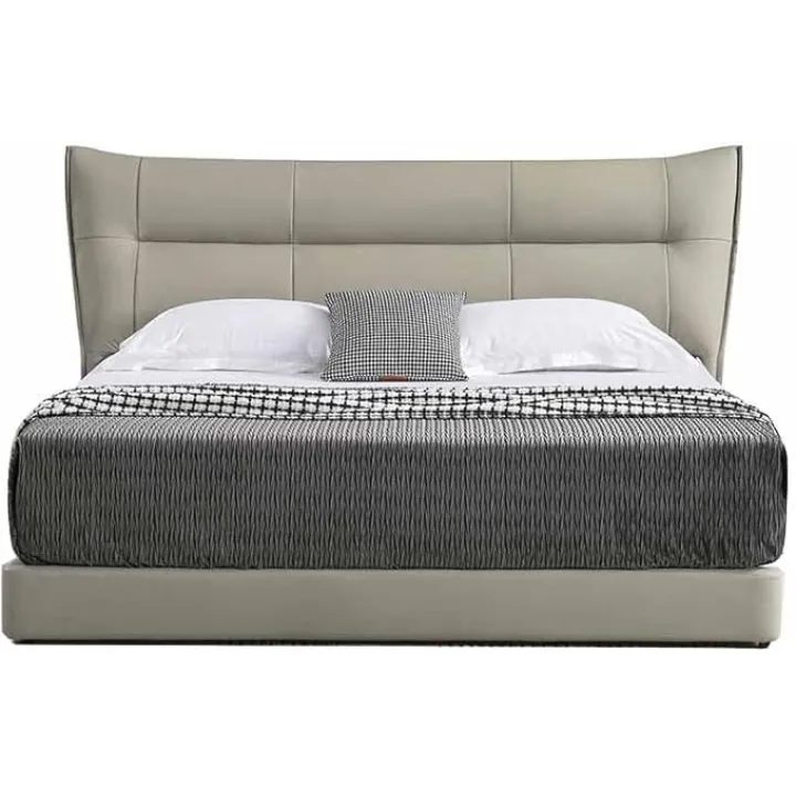American Eagle B-D081-CK Modern Cal King Light Gray Genuine Leather Bed