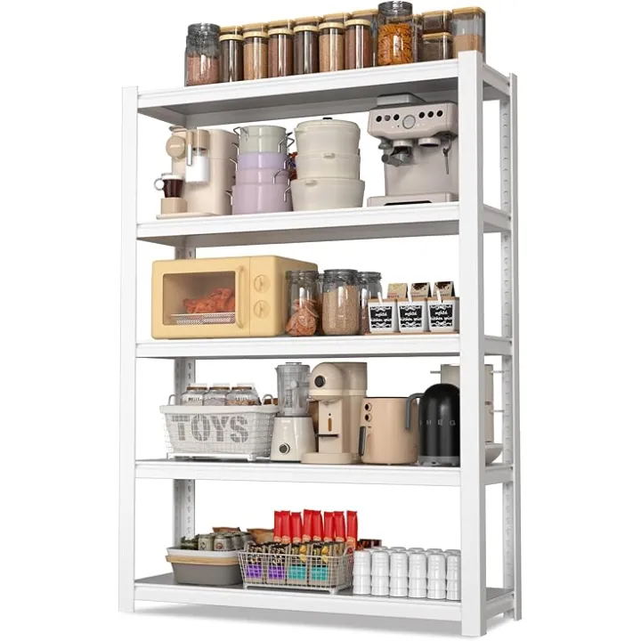 WORKPRO 3000lbs 5-Tier Shelving Unit, 72" H Adjustable Storage Shelves, Boltless Garage Shelving Unit for Garage, Kitchen, Durable Scratch-Resistant Panels, White