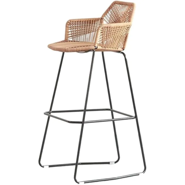 Chairs Outdoor bar Chair Vine Chair Simple Villa Cafe high Chair Outdoor Outdoor Leisure Cane Chair Home Stay bar Chair