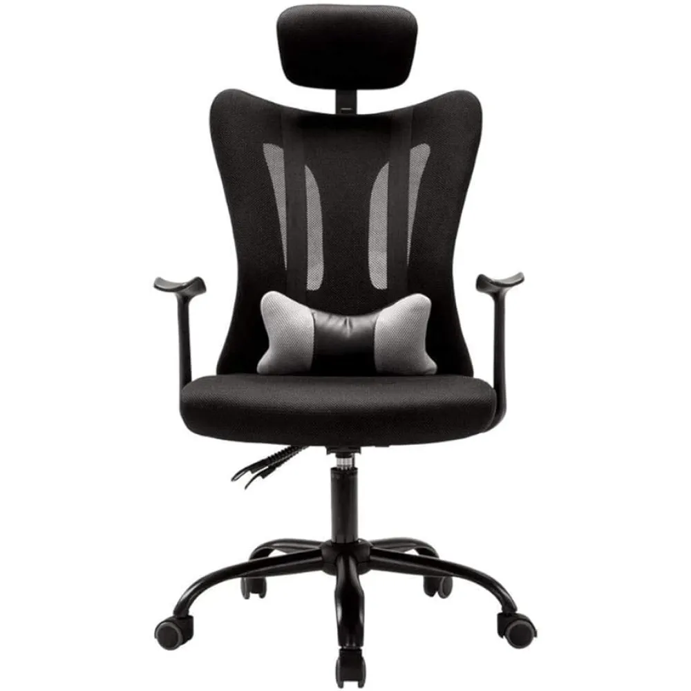 Reclining Office Swivel Armchair | Adjustable High Back Ergonomic Computer Mesh Recliner | Home Office Chairs with Lumbar Support (Color : Black Size : 64cm64cm120cm)