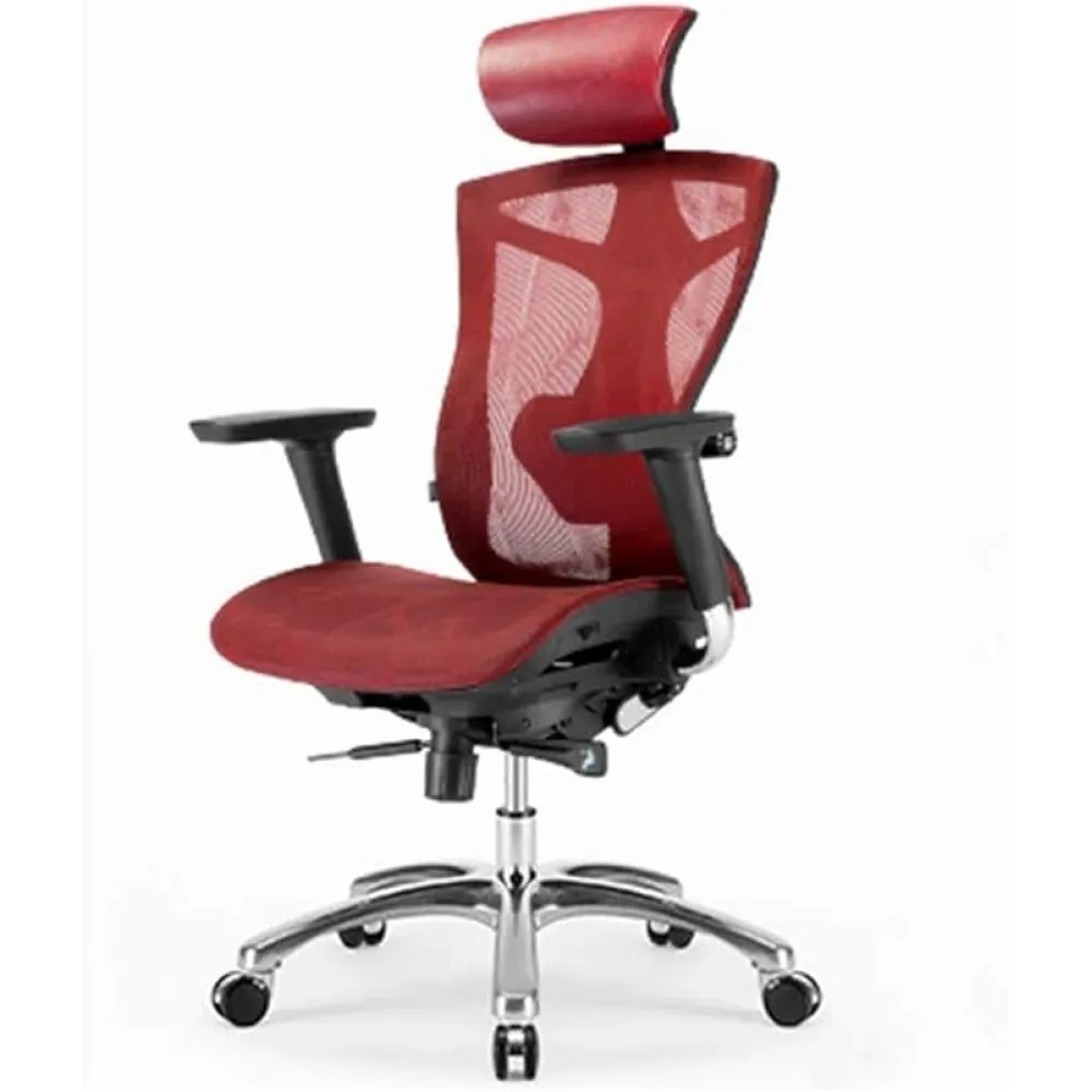 Executive Office Chair with Headrest and Adjustable Arms Ergonomic Chair Computer Chair Home Engineering Office Chair Comfortable Reclining Boss Chair Gaming Chair Red