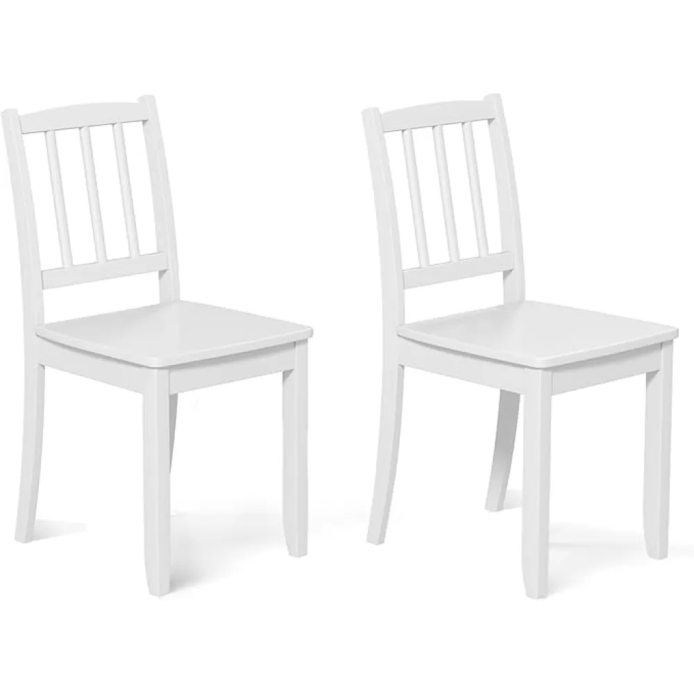 MAT EXPERT Dining Chair Set of 2, Ladder Back Kitchen Chairs with Rubber Wood Legs, Side Chairs with Curved Backrest, Armless Dining Room Chairs for Restaurant, Home, Max Load 400 LBS (White)