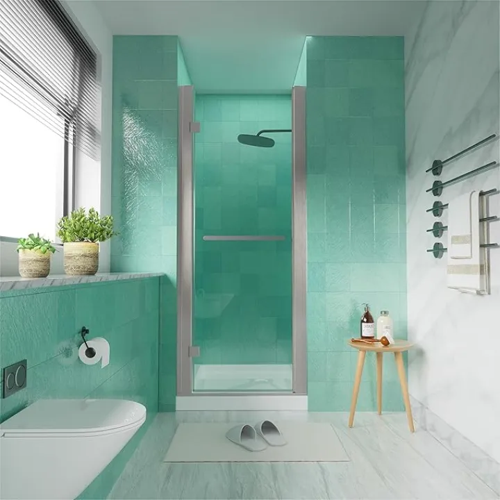 Pivot Swing Glass Shower Door with 1/4 Inch (6mm) SGCC Clear Tempered Glass Door,Reversible Installation (Brushed Nickel, 28-30" W x 72" H)