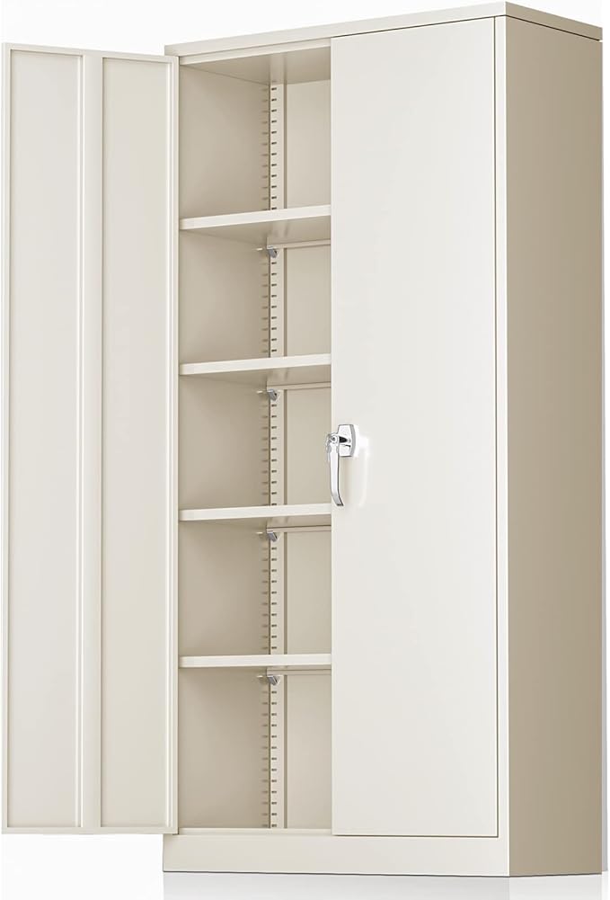 Greenvelly Metal Storage Cabinet with 2 Doors and 4 Adjustable Shelves,72" Locking Metal Garage Cabinet, Steel Tool Cabinets, Lockable Filling Cabinet for Home, Office, Garage, School(36" W x 18" D)