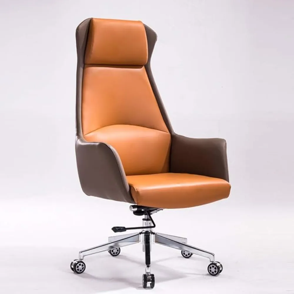 Desk Chair Boss Chair Leather Office Chair Computer Chair with Backrest Simple Home Comfortable Swivel Chair (Color : Red-High)