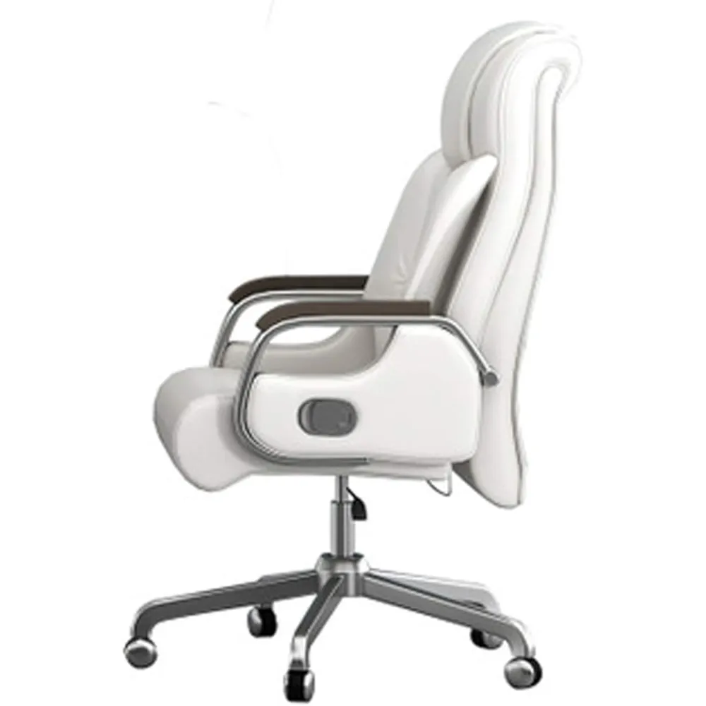 Renovation House Office Chair White Leather Boss Chair Executive Chair Home Dormitory Computer Game Chair Comfortable Gaming Chair Learning Stool