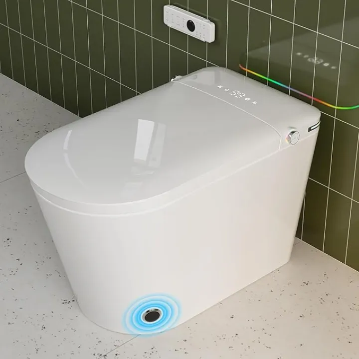 Smart Toilet, Tankless Toilet with Bidet Built In, Auto Open/Close Lid, ADA Comfort Height, Auto Flush, Bidet Toilet with Elongated Heated Seat, Warm Water, Dryer, Digital Display,Night Light