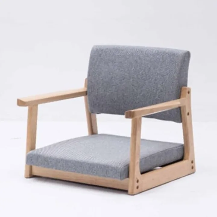 JvFbjLF Sedia da Pavimento Senza Gambe, Sedia Senza Schienale, Sedia Lazy Boy con braccioli, Sedia Tatami Portatile, Sedia da Meditazione in Legno massello(Dark Gray)