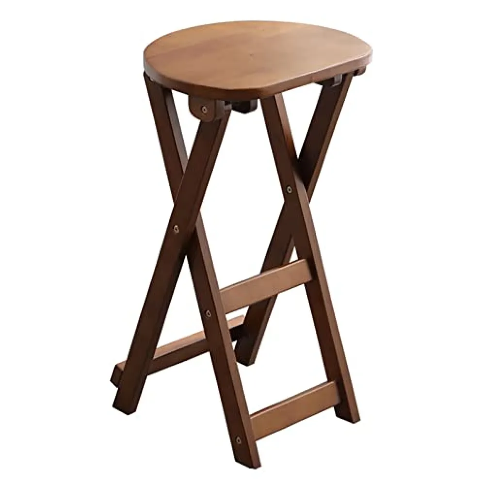 TAOXUNHAO Sedia da Pranzo Pieghevole Moderna in Legno per Uso Domestico, sgabelli Pieghevoli Senza Schienale con poggiapiedi, Sgabello Alto per Soggiorno, Balcone, Cucina, Noce, 35x29x62 cm