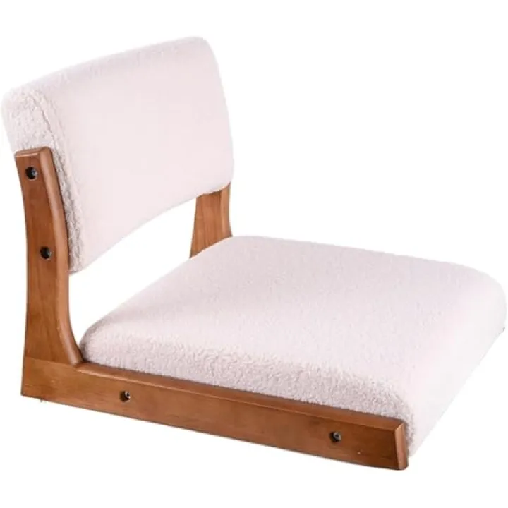 Generico Sedia con Schienale da Pavimento, Sedia Tatami per Meditazione, Sedia da Pavimento per Soggiorno, Sedia Portatile Senza Gambe per davanzali, Meditazione, Lettura, Lazy Susans (Lana di agnell