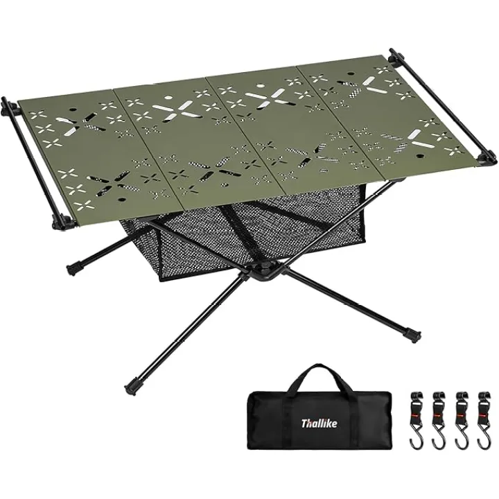 Camping Table,Outdoor Folding Table,Lightweight Portable Camping Side Table with Hollow Pattern,Ultralight Aluminum Beach Table with Carry Bag for Outdoor Cooking,Picnic,Camp,Boat,Travel