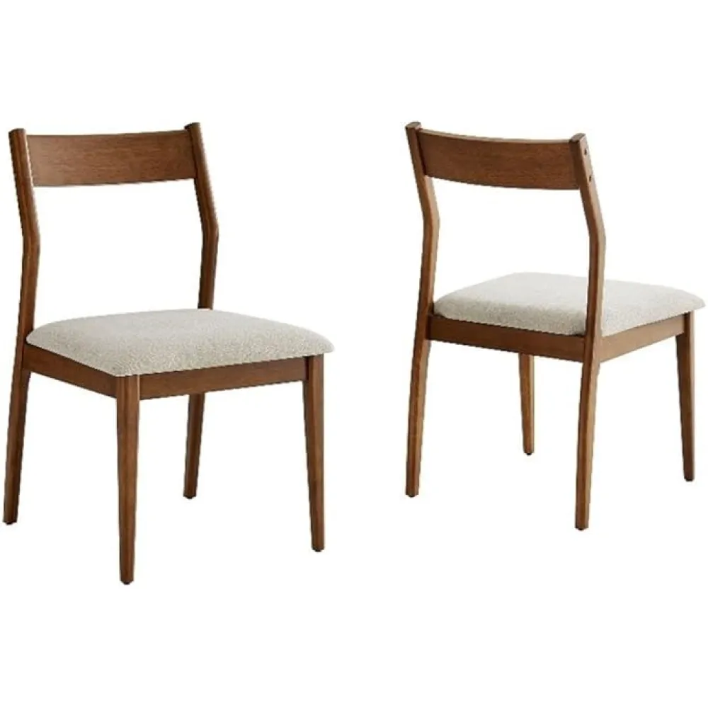 Modway Solara Dining Side Chairs Set of 2 in Walnut Heathered Weave Beige