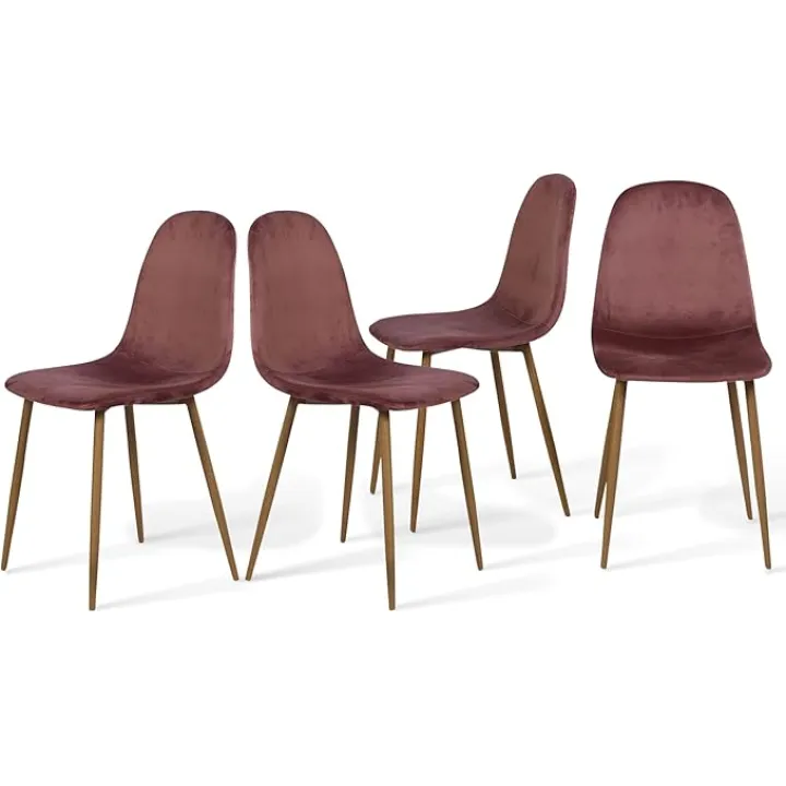 Homy Casa Mid-Century Modern Upholstered Dining Chairs Set of 4, Kitchen Chairs with Metal Legs for Dining Room, Velvet Seat Side Chair for Living Room, Grey