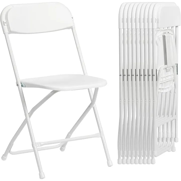 Real Relax Plastic Folding Chairs Set of 20, White Plastic Folding Chairs, Perfect for Party Event Outside Entertaining, 350 LBS Capacity