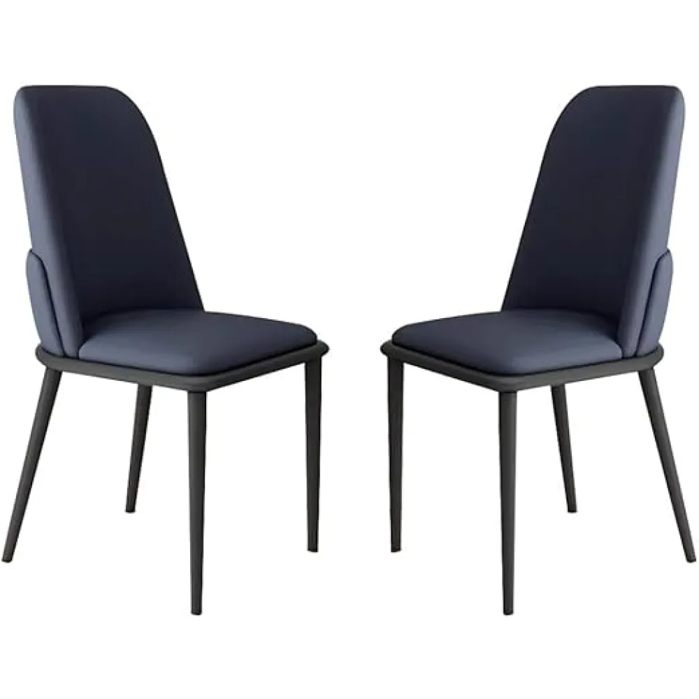 Dining Chair Artificial Leather Dining Chairs Set of 2 Kitchen Computer Lounge Counter Chairs Soft Padded Seat Living Room Side Chair(Blue)