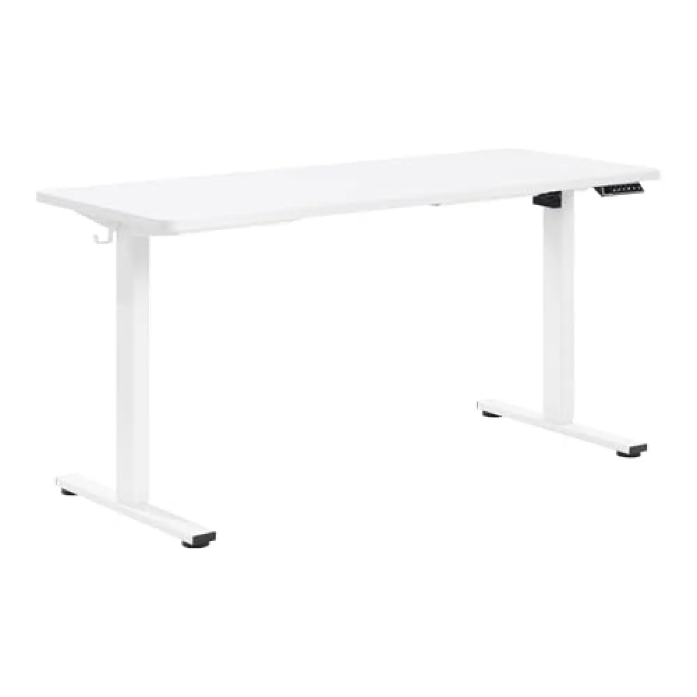 OSP Home Furnishings Primo Sit-to-Stand Electric Height Adjustable Office Desk with Hook, White, 5 Feet Wide