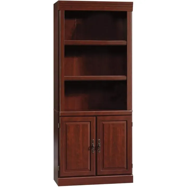 Library with Doors/Book Shelf, L: 29.80" X W: 12.99" X H: 71.26" Console Solid Wood Table,