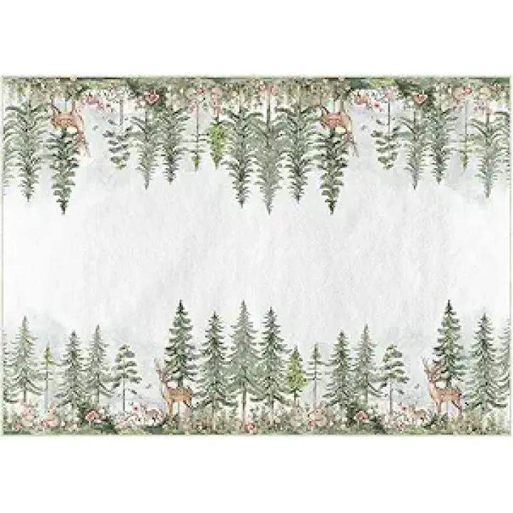 Artoid Mode Forest Deer Rabbit Baby Shower Area Rug, Spring Summer Birthday Party Home Decor Low-Profile Washable Area Rugs for Entryway Bedroom Living Room Laundry Room Indoor 5x7 Feet