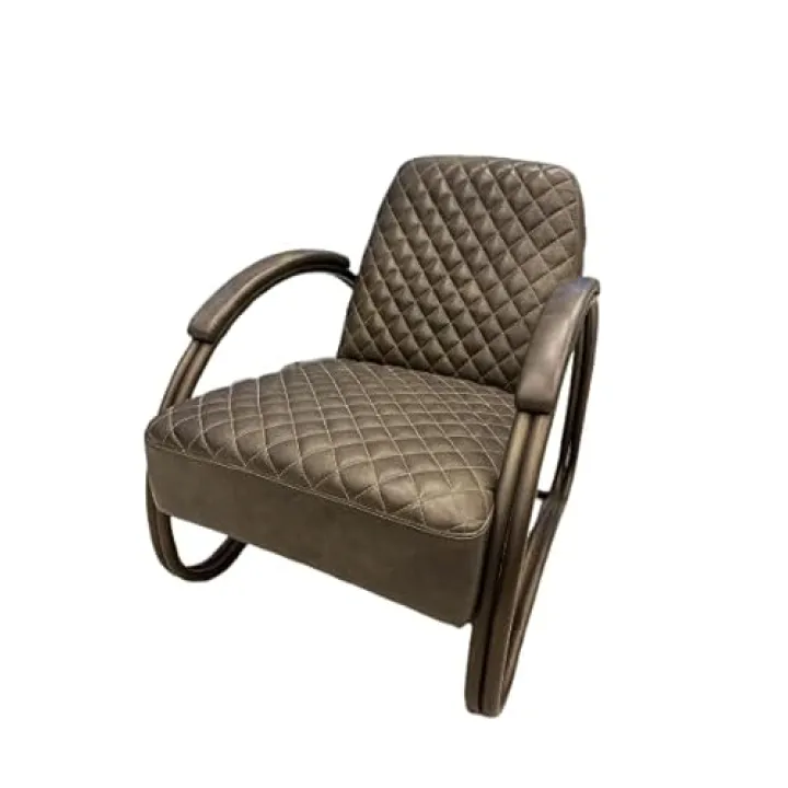 Poltrona in Pelle Trapuntata, Grigio