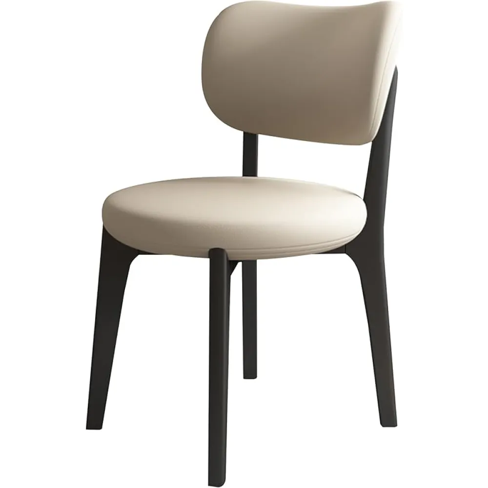Wood Dining Chairs Set Modern Dining Room Chairs with Curved Backrest Upholstered Kitchen Chairs with Wood Frame Farmhouse Armless Side Chairs for Living Room Kitchen (Black 2, Set of 4)