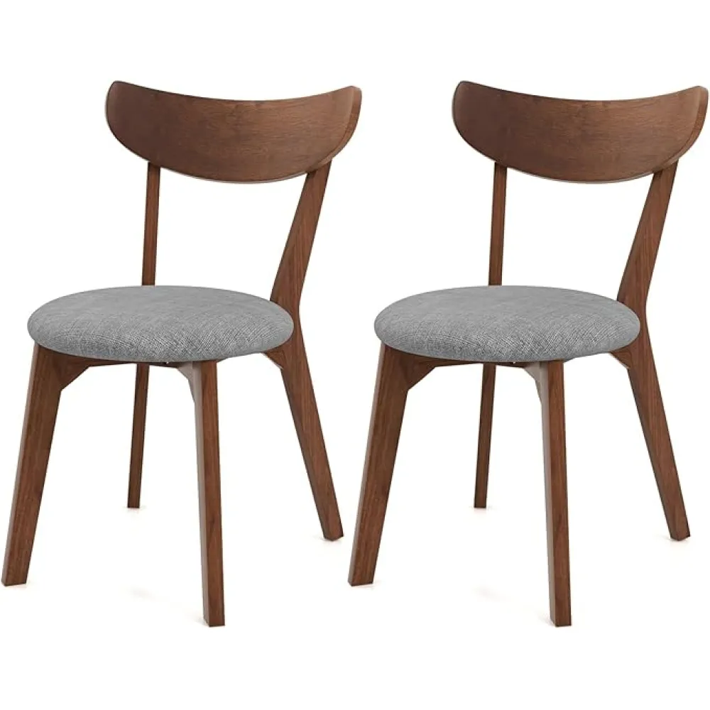 LDAILY Dining Chairs Set of 2, Wood Upholstered Dining Chairs with Breathable Cushion Seat, Rubber Wood Legs and Ergonomic Curved Back, Accent Chairs Set of 2 for Home, Dining Room, Restaurant (2)