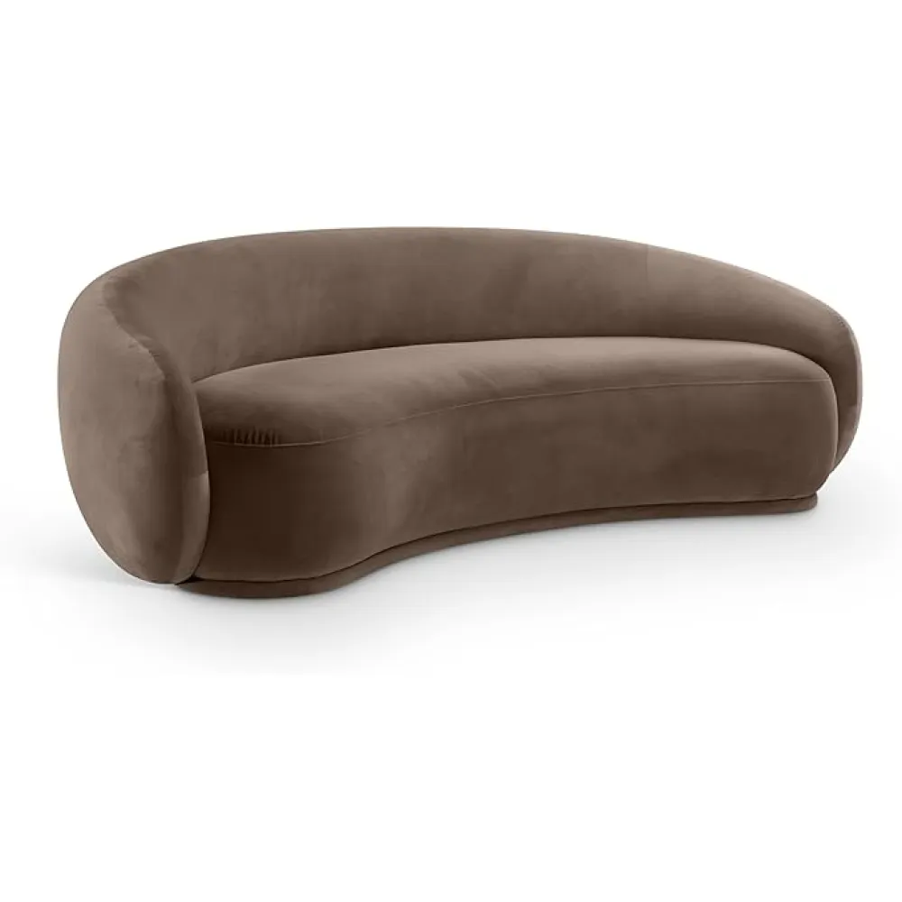 Meridian Furniture 44044Brown-S Emery Collection Modern | Contemporary Sofa with Ultra Luxe Brown 460 GSM Velvet, Solid Eucalyptus Wood Inner Frame, 95" W x 45.5" D x 31" H, Brown