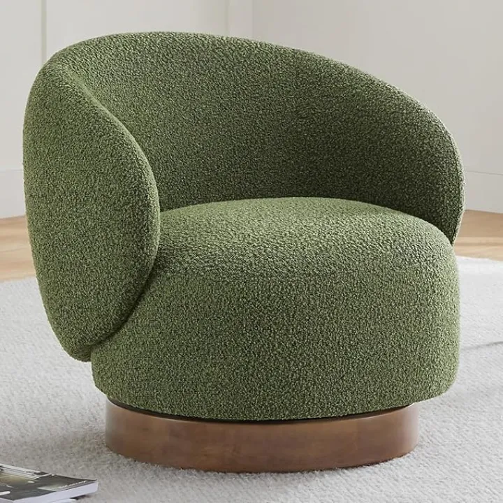 Swivel Accent Chair Round Barrel Armchair Upholstered Performance Fabric for Living Room Bedroom Waitingroom,1 PCS,Moss Green