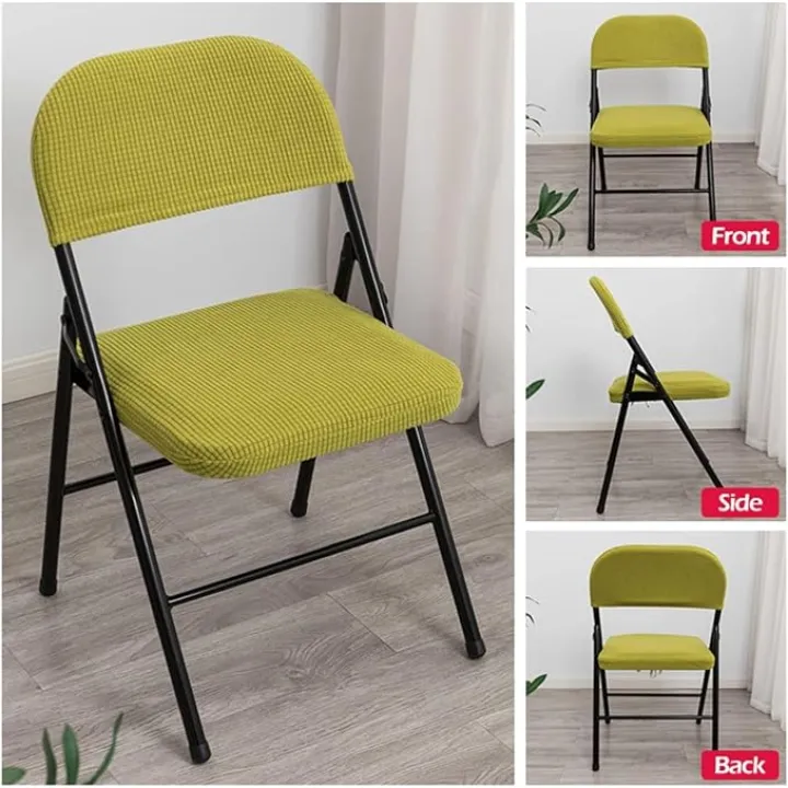 High Stretch Folding Chair Covers Two-Piece Set Dining Room Kitchen Backrest Chair Slipcovers for Office Meeting Reception Party Banquet Home Decor(05,4PCS)
