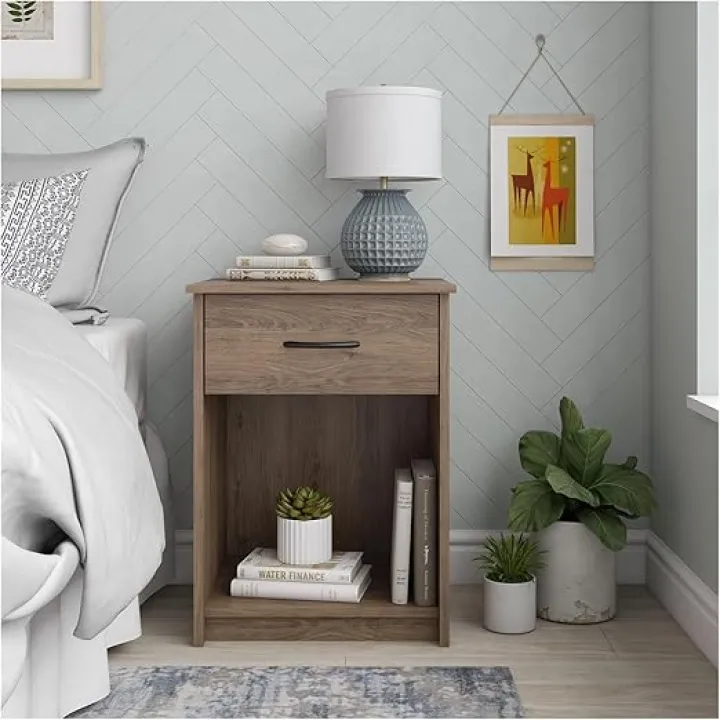 Classic Nightstand with Drawer, Multiple Colors, Bedroom Furniture Console Solid Wood Table,