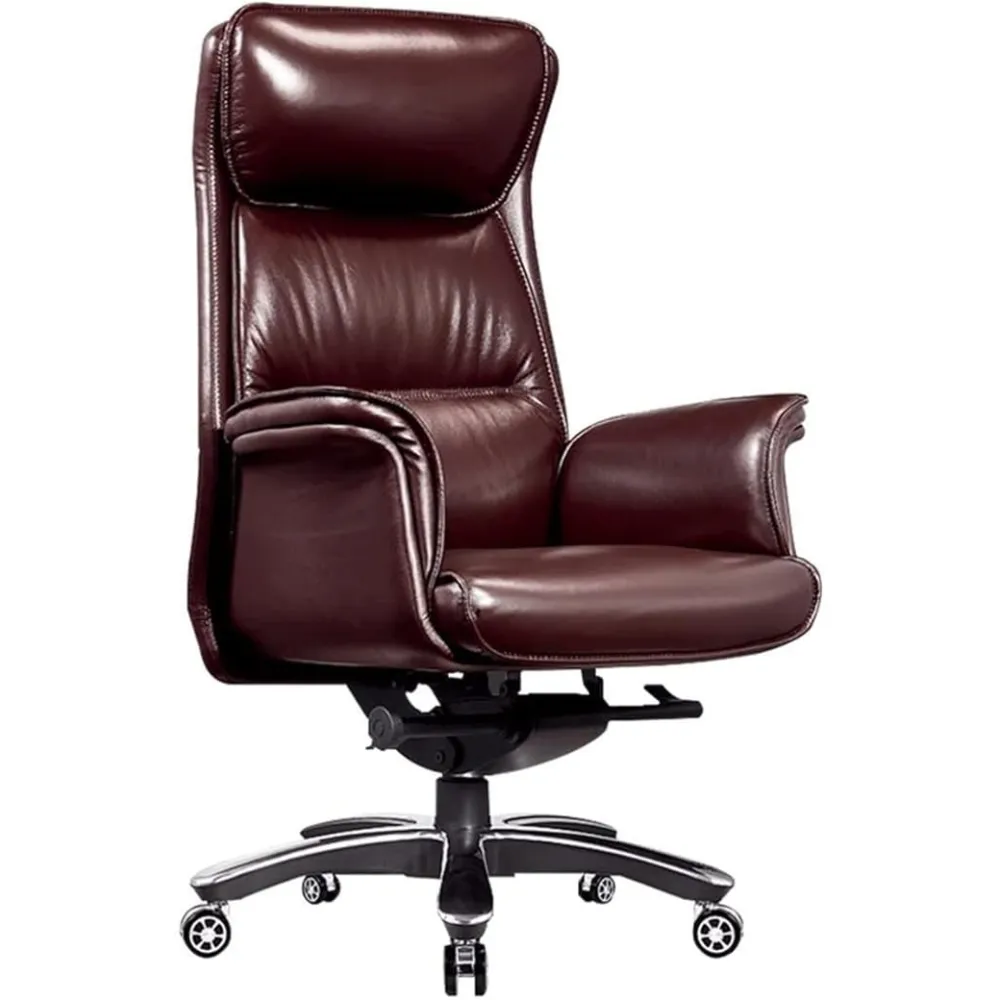 Computer Gaming Chairs,Home Office Desk Chairs,Boss Chair,Cowhide Swivel Chairs,Managerial Chairs & Executive Chairs,Brown