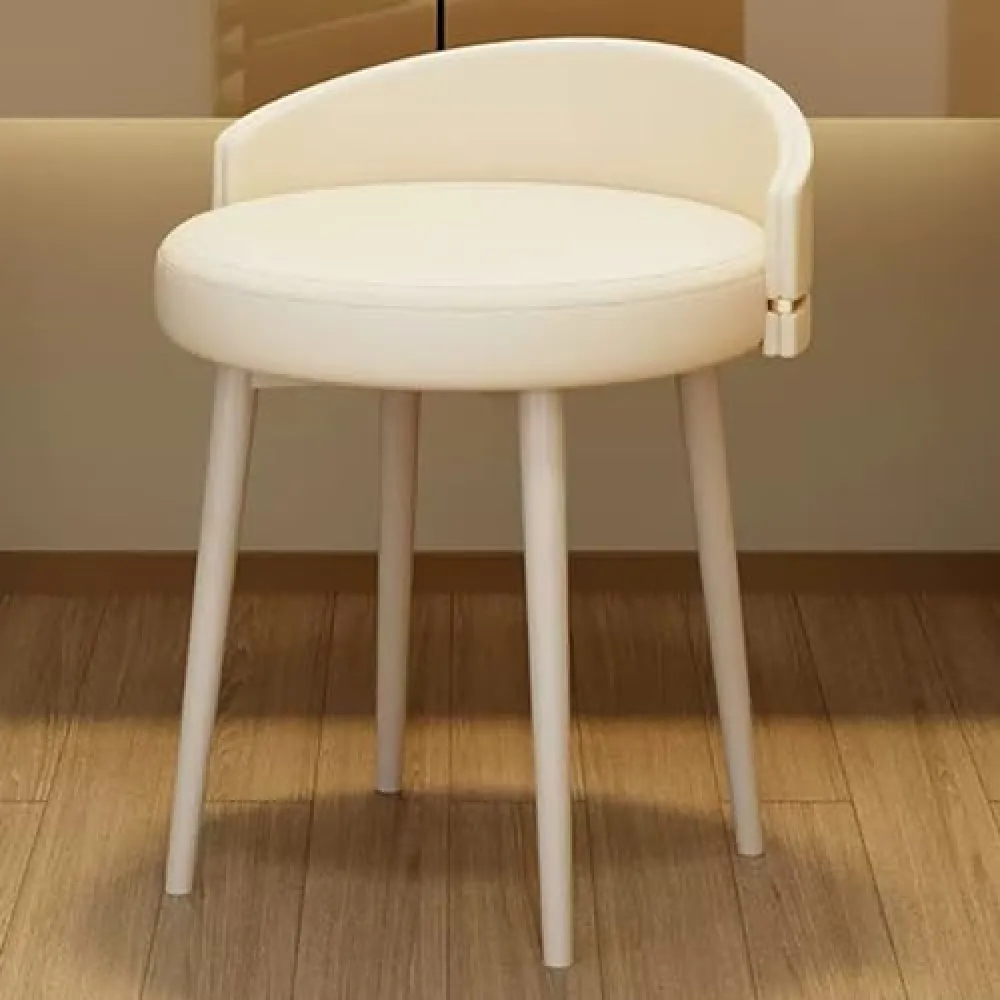 Sgabello moderno imbottito con schienale basso e gambe in metallo, decorazione per camera da letto e soggiorno (bianco misura fissa)