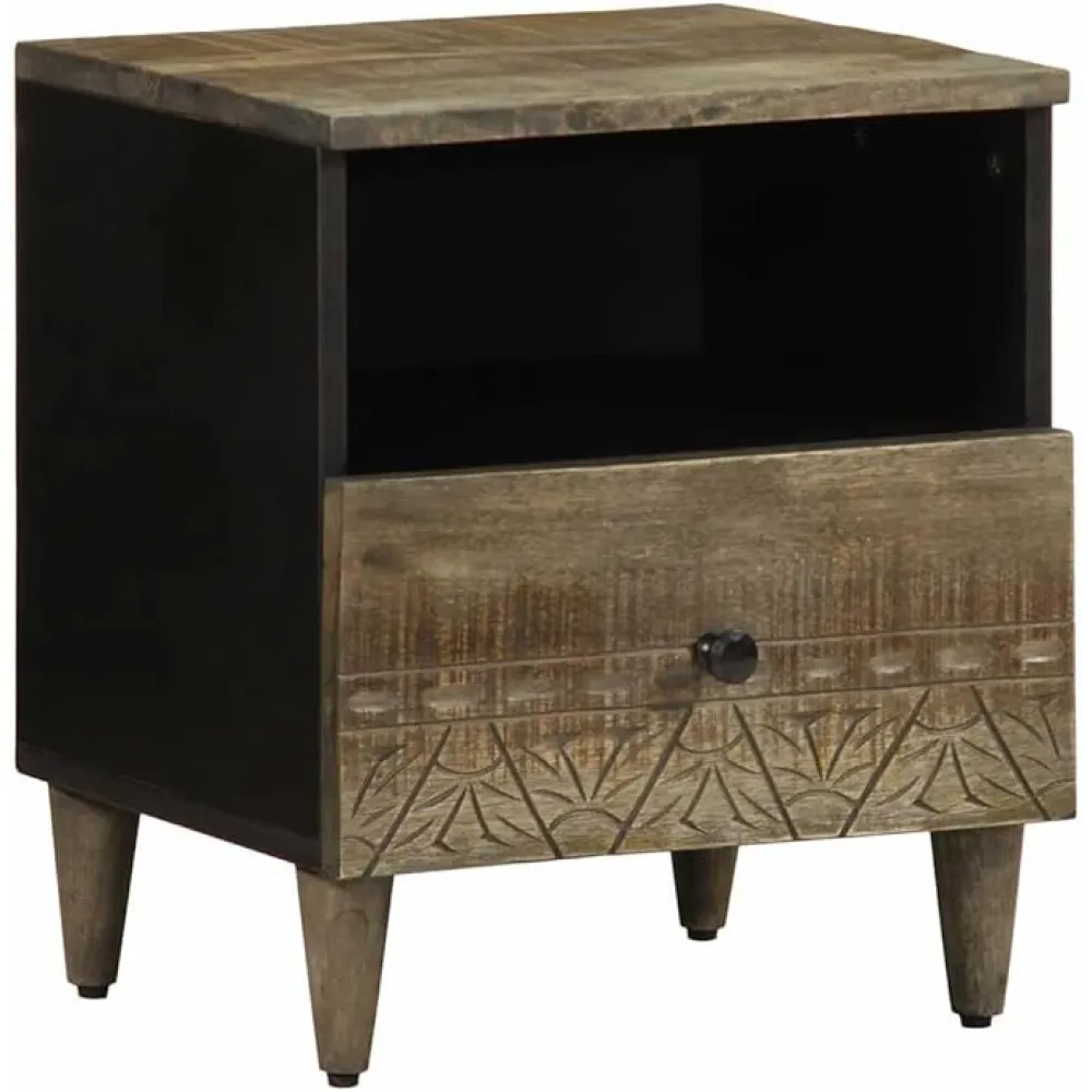 vidaXL Bedside Cabinet Light Grey Solid Mango Wood Medium