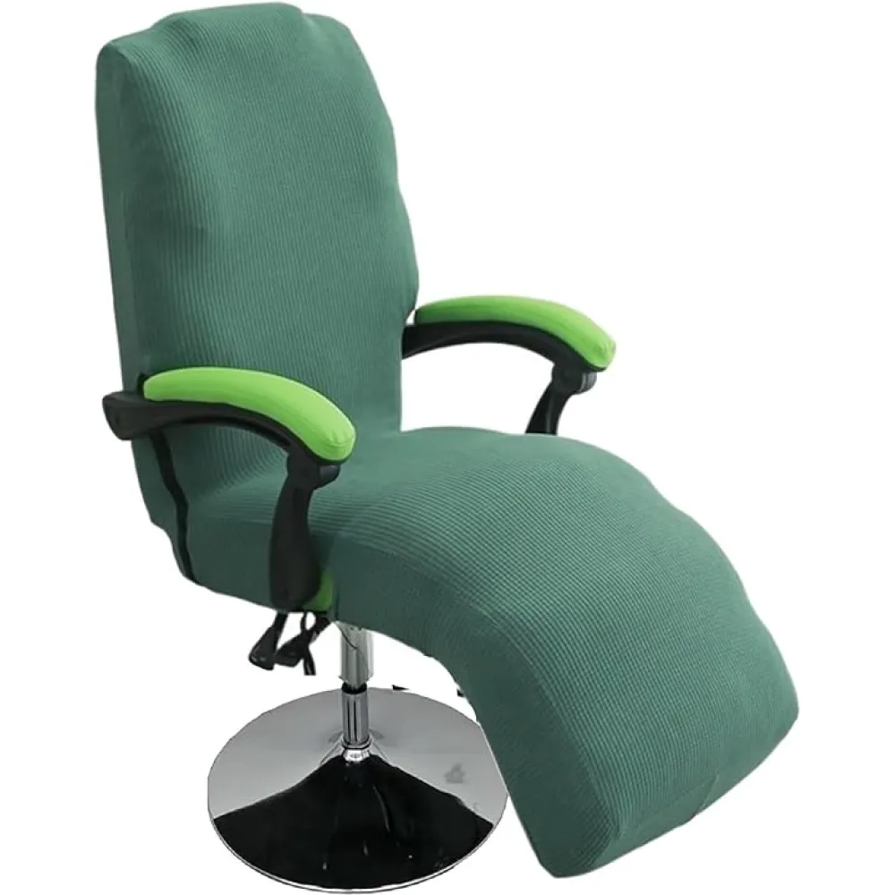 Beauty Bed Chair Cover,Reclining Office Chair Cover with Foot Rest,Rotating Spa Bed Massage Table Salon Chair Cover for Beauty Home Office Rest Chair(Green)