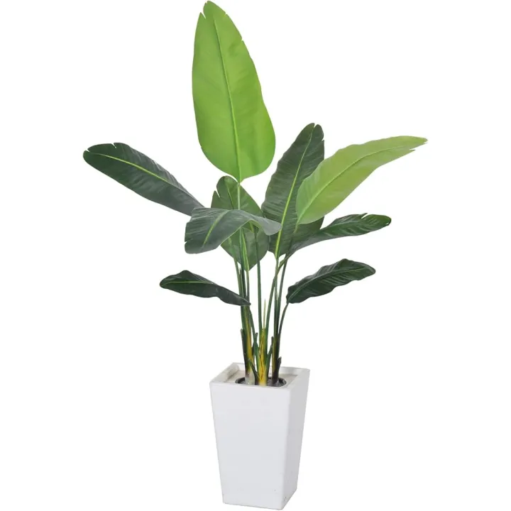 Bird of Paradise Plant Artificial 5ft,Faux Plants Indoor with White Planter,Fake Tree with Lifelike Leaves,The Perfect Indoor Silk Floor Plant for Home、Hallway and Office Decor