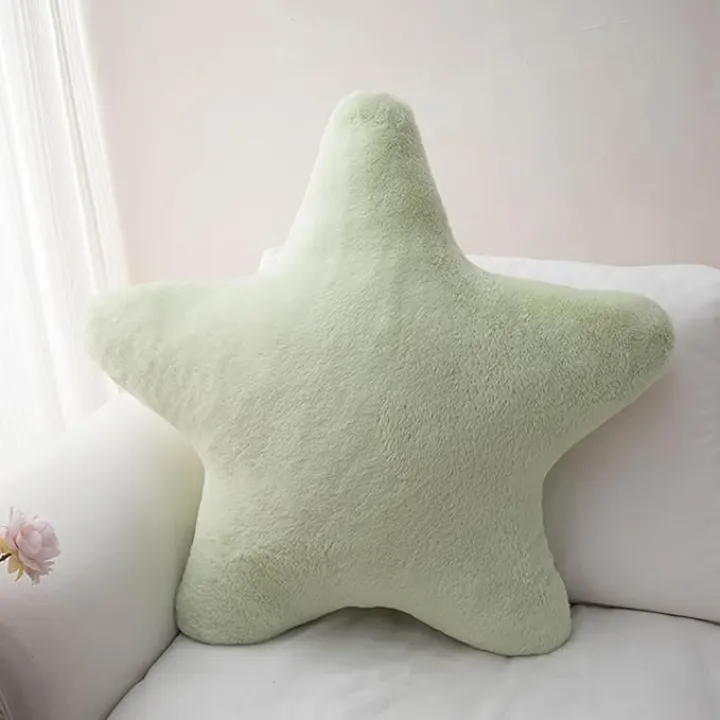 Star Pillow,15.7" Star Shaped Pillow Decorative Throw Pillows with Soft Faux Rabbit Fur for Sofa Bedroom Living Room,Bed Couch, Plush Floor Cushions,Cute Easter Christmas Pillow Gifts
