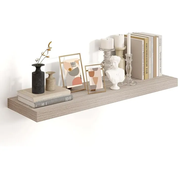 36 Inch Floating Shelves for Wall,10 Inch Deep Grey Wood Shelves with Invisible Brackets,Wall Mounted Storage & Display Shelves for Bedroom,Living Room,Kitchen,Office