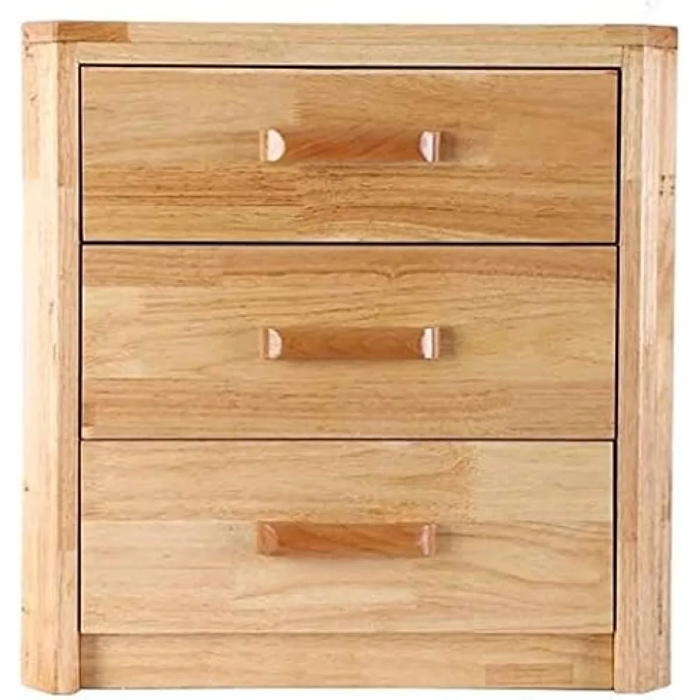 Generic Bedside Table for Bedroom Solid Wood Bedside Table with 3 Drawer Self-contained Storage Cabinet Creative Multi-Function Storage Furniture for Home Office (Color : Wood Color)