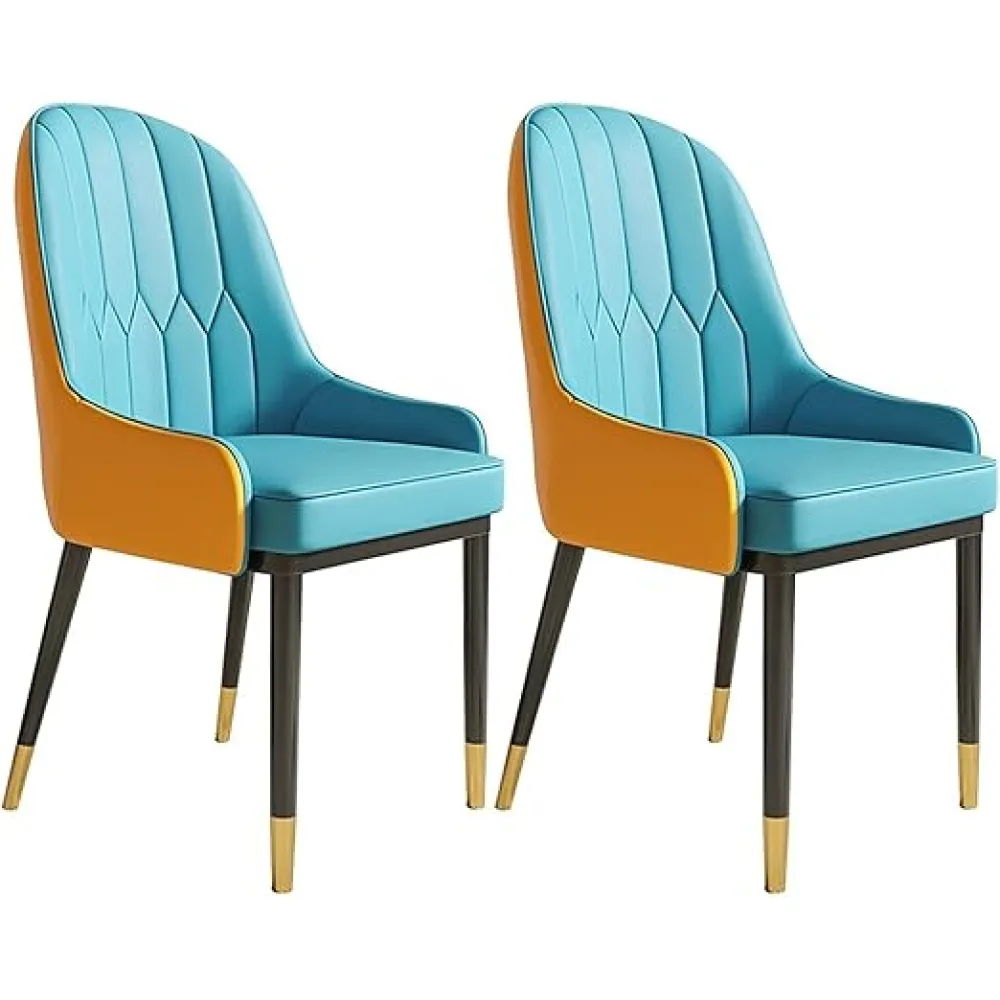 Dining Room Chairs Modern Kitchen Dining Room Chairs Kitchen Dining Chairs Set of 2 Living Room Lounge Counter Chairs Water Proof PU Leather Side Chair with Metal Legs