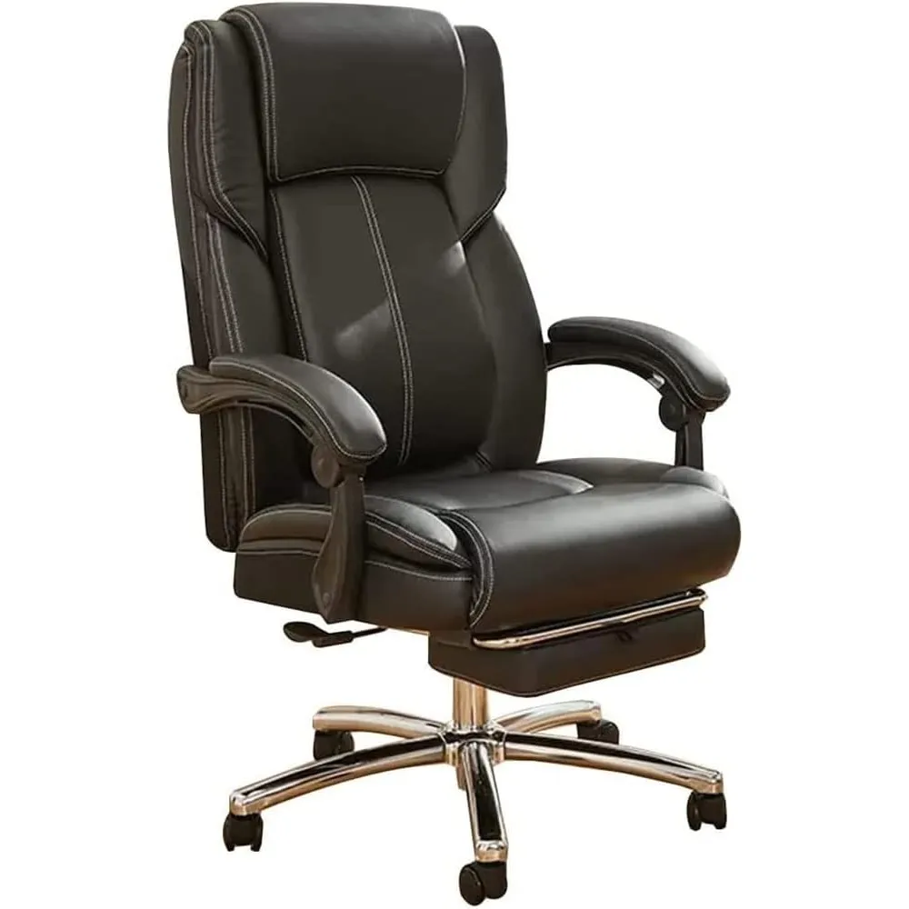 Home Office Chair,Office Chair W/Footrest & Lumbar Support Ergonomic Recliner Computer Desk Chair Adjustable Back Rest Heavy Duty 360°Swivel Greyhome Office W/Tilt Functi,Black,One Size