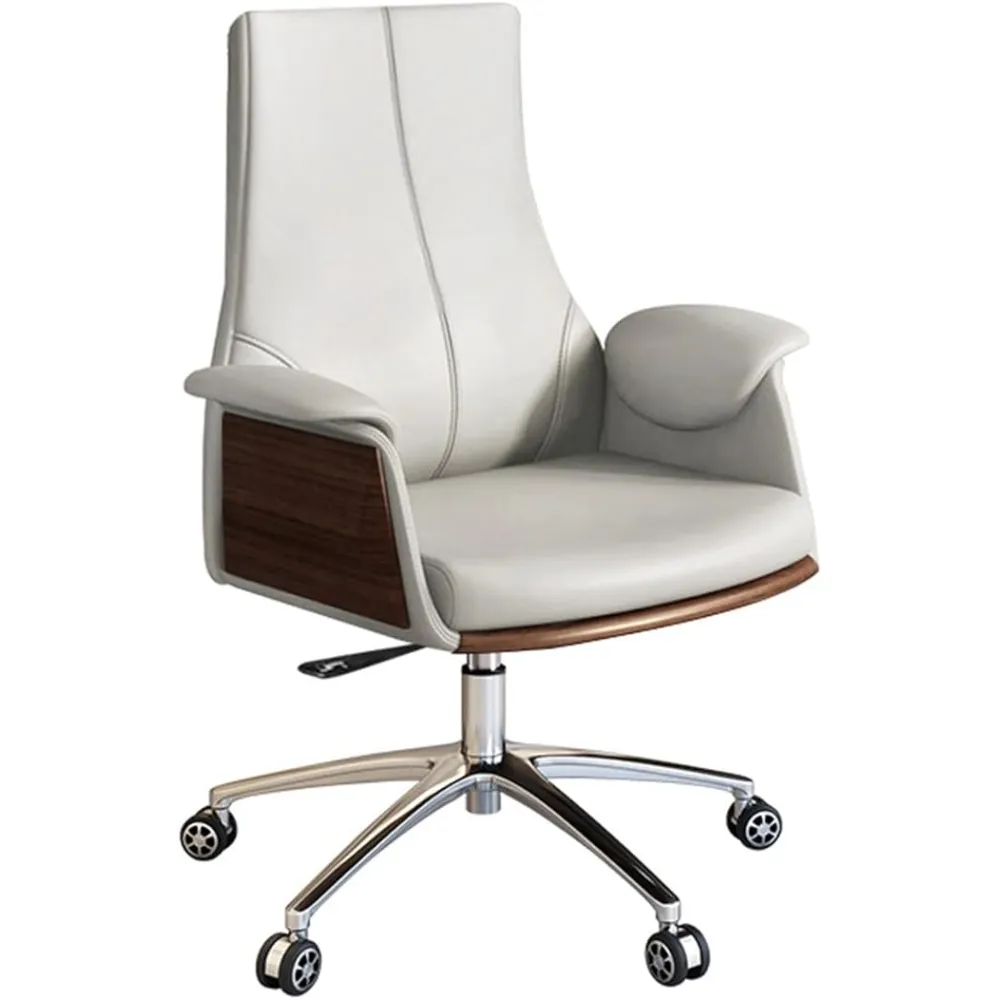 Ergonomic Office Chair,Executive Office Chair Comfortable Sedentary Computer Home Study Office Modern Simple Swivel Chair Executive Office Chair,Grey,PU Leather_Low Back