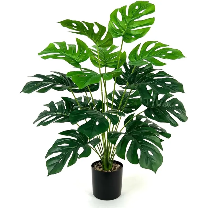 28" Artificial Monstera Faux Plant, Large Tall Indoor/Outdoor Floor Décor