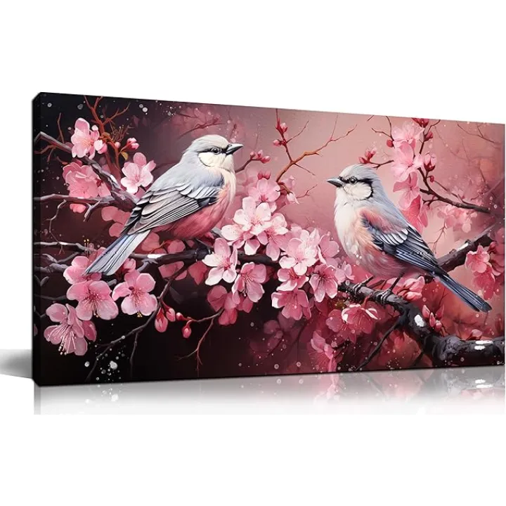 Magnolia Flower Bedroom Wall Art for Bedroom - Pink Flower Picture Wall Art for Living Room - Home Office Decor Wall Ready to Hang Size 20" x 40"