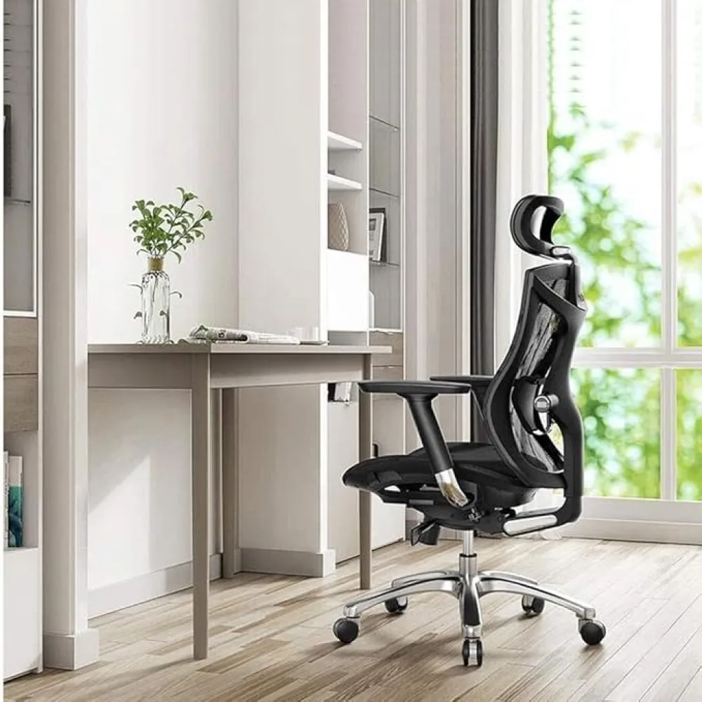 Executive Swivel Adjustable Swivel Office Desk Chair with Armrests Lumbar Support Desk Ergonomic Chair Computer Chair Home Engineering Office Chair Comfortable Reclining,Silver Gray