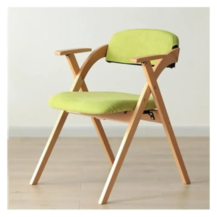 Generico Moderna Sedia in Legno Imbottita Verde con braccioli e Seduta Imbottita, Comodo Schienale per Soggiorno o Cucina