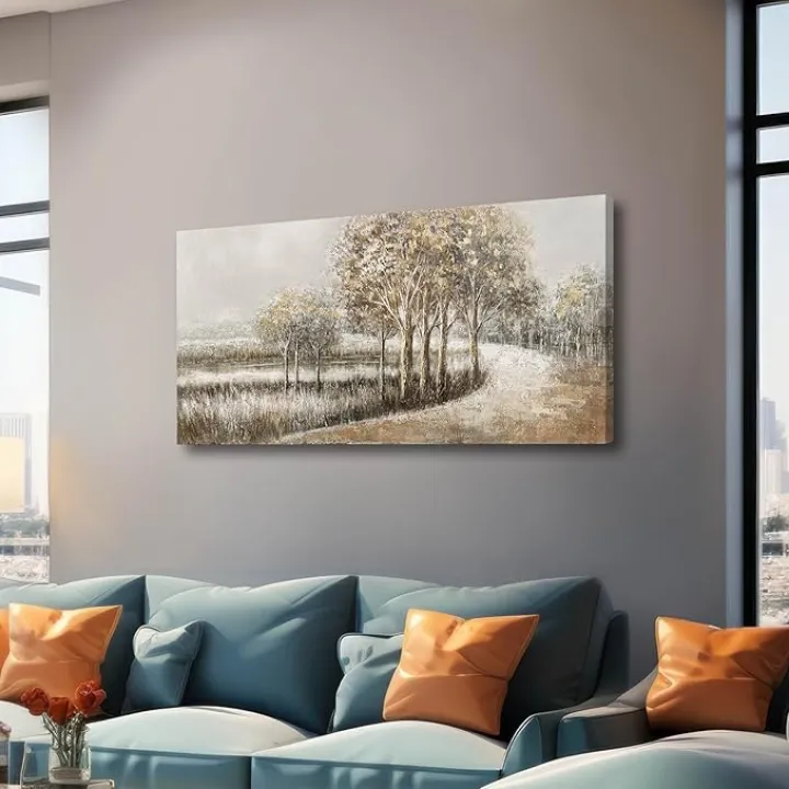 WINKAILIN Tree Photo Prints Forest Home Wall Decor Gray and Brown Canvas Art 24"x48" Bedroom Decoration Posters Vintage Kitchen Wall