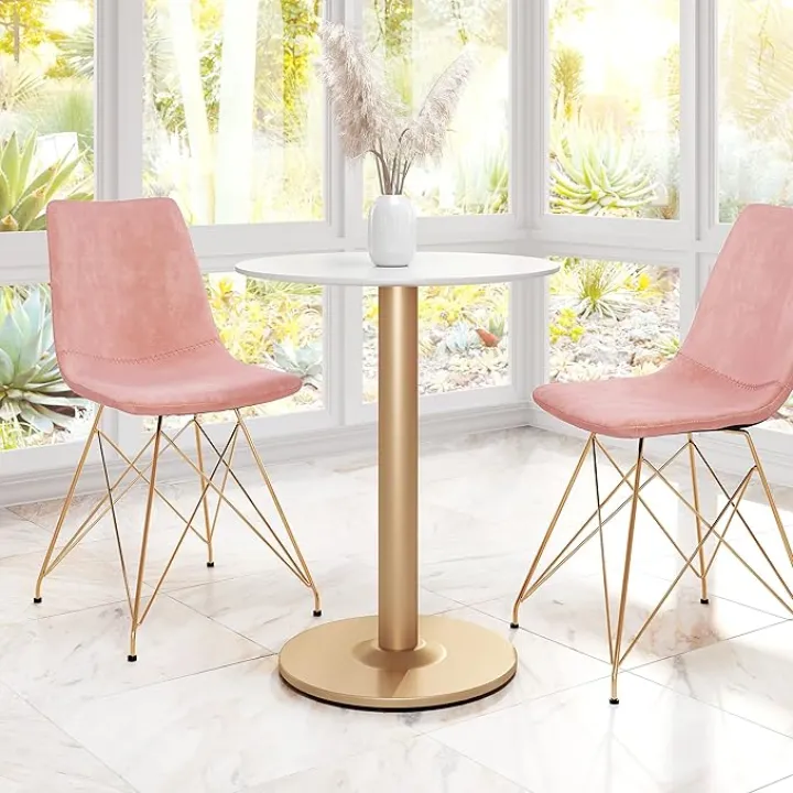 Alto Bistro Table White & Gold - Tables Design - White & Gold - Made with MDF, Steel