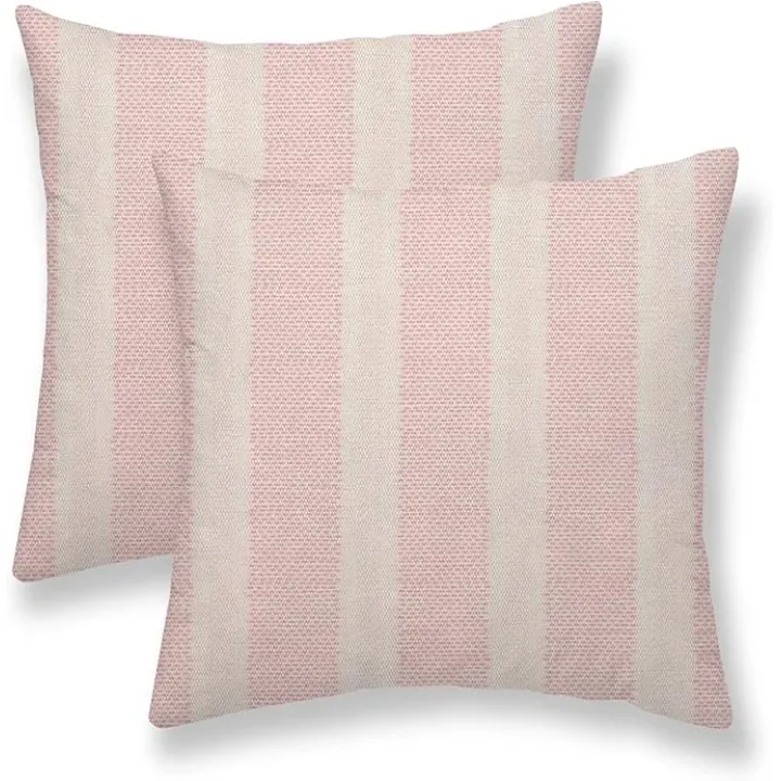 Pink Polka Dot Pillow Covers 18 x 18 Inch Set of 2 Boho Striped Decorative Outdoor Throw Pillow Covers Linen Modern Geometry Cushion Cases for Home Sofa Couch Living Room Decor