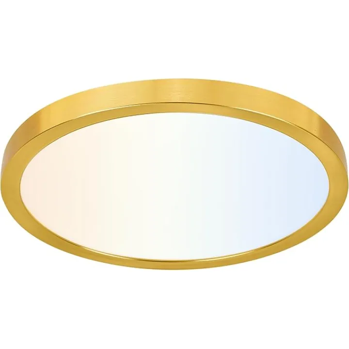 hykolity 12 Inch Selectable CCT LED Round Flat Panel Light, 24W 3000K/4000K/5000K, Edge-Lit Flush Mount Ceiling Light Fixture for Kitchen, Bedroom, Laundry and Closet Room,Gold