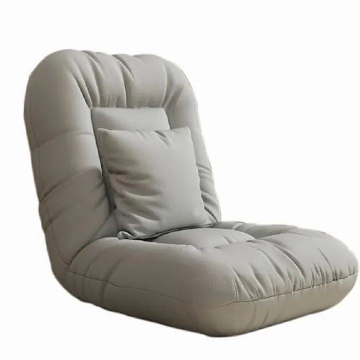 Generico Chaise Longue da Interno, Sedia da Pavimento Regolabile a 5 Angoli, Divano Pieghevole con Cuscino Imbottito, Comoda Sedia per Soggiorno, Camera da Letto (Colore: Grigio Chiaro, Dimensioni: 2